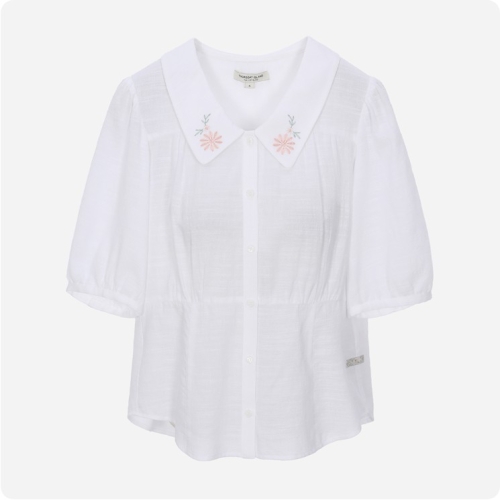 써스데이아일랜드 여성 카라 자수 블라우스_T254MBL341W