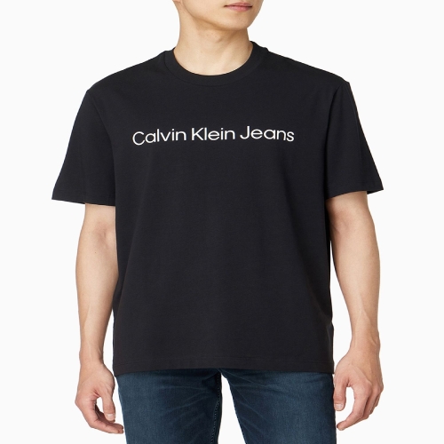 캘빈클라인 남성 CK 레귤러핏 인스티튜셔녈 로고 반팔 티셔츠 블랙_4RAB810 4RAB810-UB1