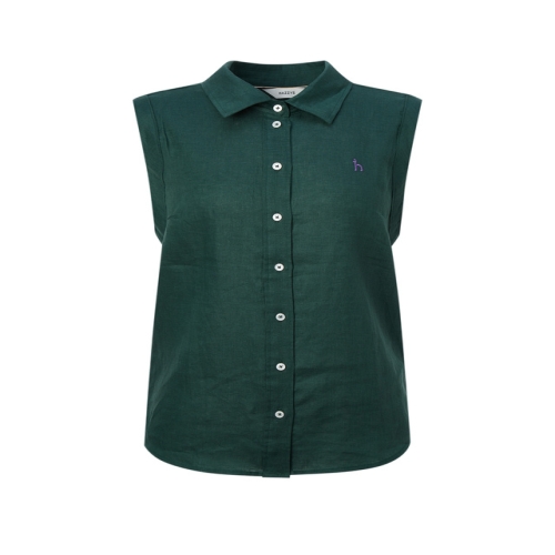 헤지스 여성 린넨 슬리브리스 다크그린 HSSH5B406E3