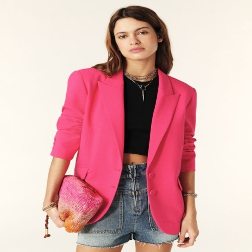 핑크 솔리드 투버튼 테일러드 긴팔자켓 SIJA4E012P2