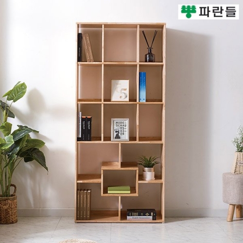 파란들 UV코팅 고무나무원목 스퀘어 5단 B형 책장 800