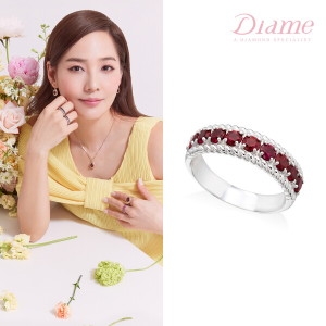 아미  다이 유진착용 아이리스 헤일로 18K골드 랩그로운 루비 반지 FGGR1185RL
