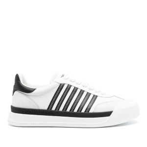 디스퀘어드2 화이트 블랙 스트라이프 레이스업 뉴 저지 스니커즈 SNM0342111000