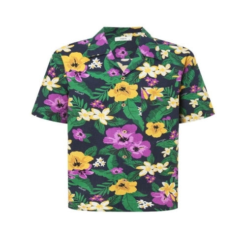 헤지스 남성 바이올렛 플로럴 프린트 반팔 셔츠_HZSH5B706V2