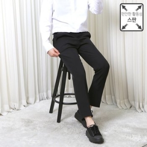 시크릿 옆밴딩 프리미엄 링클프리 스판 블랙 슬랙스 CUSL22