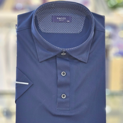 바찌 트리코트 솔리드 반소매 카라 티셔츠VK1L2CR204