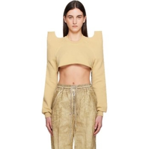 우바 다크쉐도 이릭오웬스 베이지 할리우드 크롭 텍스웨트 스웨트셔츠 251126F098007