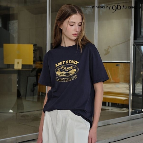 96NY 프린팅 레터링 라운드 반팔 티셔츠 NP2LW015L0