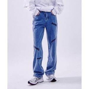 썸플레이스 SOME PLACE 로고 자수 포인트 스트레이트 데님 팬츠 중청 537913