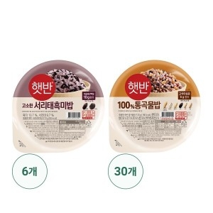 CJ제일제당  햇반 100% 통곡물밥 130g 30개 + 서리태 흑미밥 210g 6개