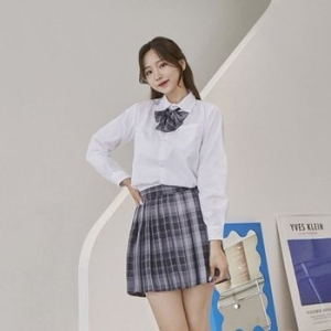 심플 포켓 긴팔 블라우스 교복셔츠 교복 학생복-WAD29E3