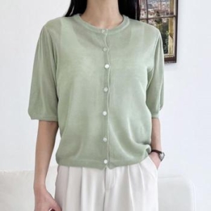 오노마 ONM 썸머 데일리룩 여성 린넨 퍼프 반팔 니트 가디건 32097309