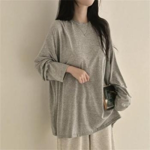 오노마 ONM 윈크라운 회색 면티 여성티셔츠 빅사이즈티셔츠 롱티 32103715