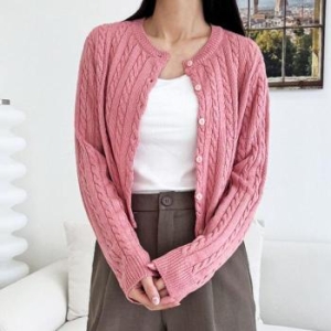 오노마 ONM 캐주얼 러블리 여성 루즈핏 꽈배기 크롭 니트 가디건 32097323