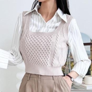 오노마 ONM 상큼 러블리룩 여성 스퀘어넥 브이 니트 32097327