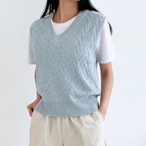 오노마 ONM 베이직 디자인 여성 루즈핏 브이넥 니트 조끼 32097333