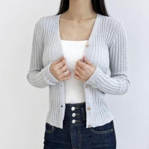 오노마 ONM 러블리 스타일 여성 시스루 린넨 골지 니트 가디건 32097325