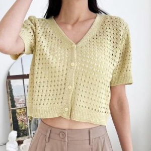 오노마 ONM 러블리 파스텔 여성 펀칭 반팔 니트 가디건 볼레로 32097306