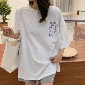 오노마 ONM 러블리 베어 프린팅 여성 루즈핏 박스 반팔티 32097351