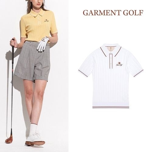 럭스골프 가먼트골프 여성 케이블 카라 풀오버 반팔 니트 셔츠 GFKPD252