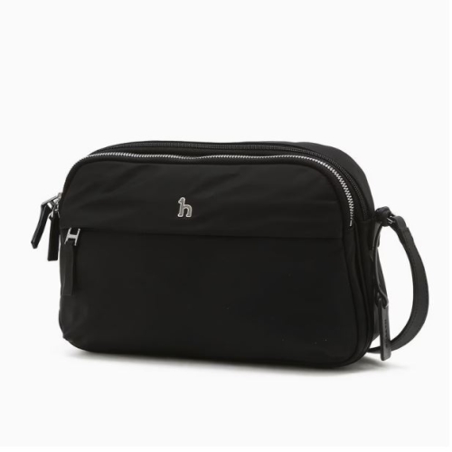 헤지스 나일론 로고 지퍼 크로스백_HJBA5E710BK