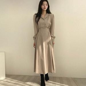 에이라인 자연스러운 롱 원피스 캐주얼 하객 스타일링 WFFS6XK