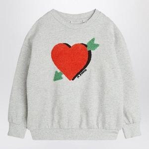 MINI RODINI Gray sweatshirt with heart and arrow in velour 2522012394CO/Q..