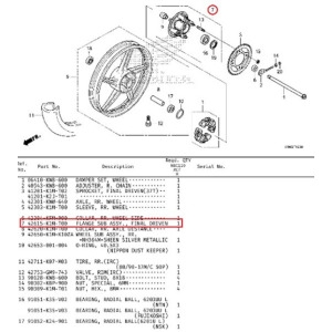 월드전자 CNS 슈퍼커브110 SUPER CUB110 파이널드리븐플랜지 프랜지ASSY 42615-K1M-T00