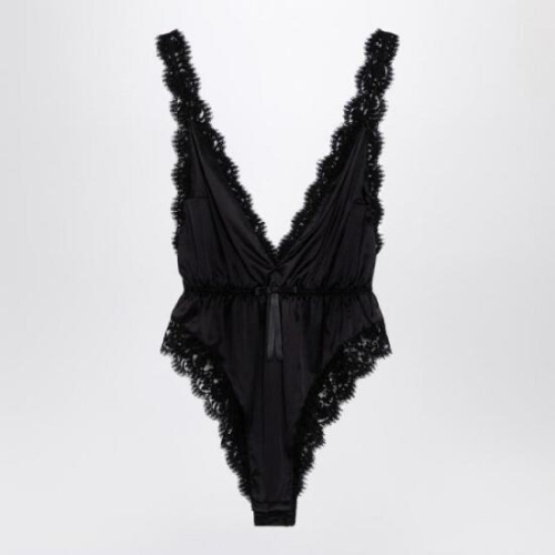 돌체앤가바나 Black silk blend and lace bodysuit O9C61TONQ41/XH_DOLCE-N0000
