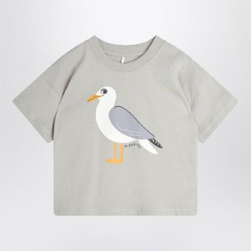 MINI RODINI Gray T shirt with seagull print 2522013797CO/Q_MIRO-GR
