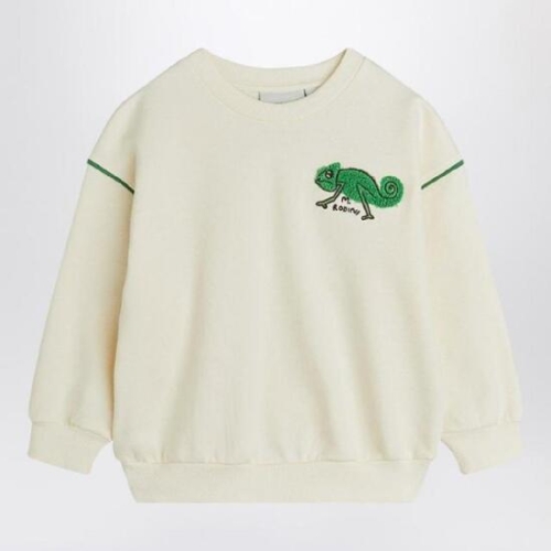 MINI RODINI Ivory sweatshirt with a velvet lizard 2522015411CO/Q_MIRO-OW