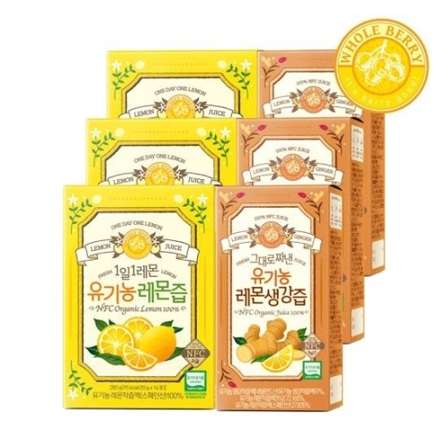 홀베리 유기농 레몬즙 20g 14포 x 3개 + 레몬생강즙 15g 14포 x 3개