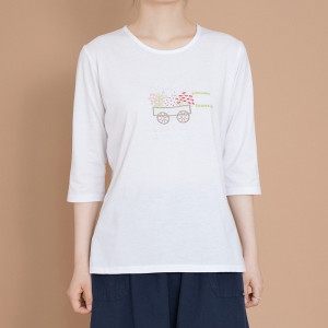 마담4060 마담블리 엄마옷 리니꽃마차티셔츠-D000048