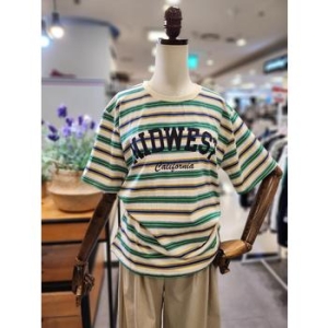 스테파니 세이브존01 다색 스트라이프 반팔 티셔츠 A25TS5233