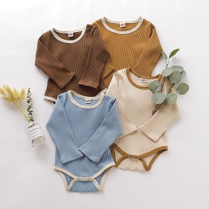 메이커키즈 조이멀티배색U넥 골지 긴팔 바디슈트 304241