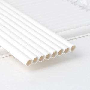 해피팩  개별포장 일자형 종이빨대 화이트 21cm