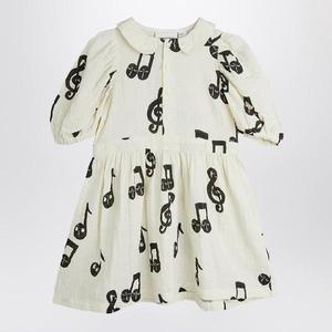 MINI RODINI White dress with musical notes 2525012610CO/Q_MIRO-WHT