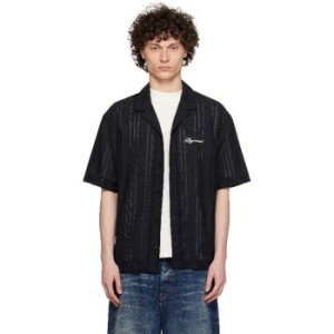 리프레젠트 블랙 자수 볼링 셔츠 252655M192007