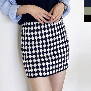 셀러허브 여성 러블리시크 패턴 니트 미니스커트 1P 밴딩 짧은 치마 S31589649