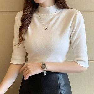 셀러허브 반폴라 반팔유니 니트 5부소매 무지 팔뚝살 커버 이너가능 S32190014