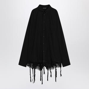 발렌시아가 Black lingerie style shirt in Lyocell poplin 831656TRO37/Q_BALEN-1000