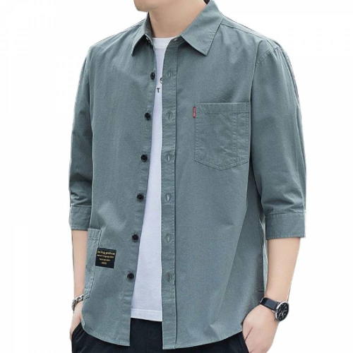 파파브로 포켓 야상셔츠 7부 반팔 카라티 남자 티셔츠 DMG-TSH-Q4259986 블랙 2XL