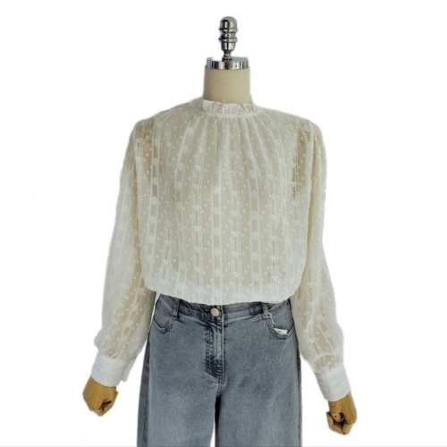 Ab.f.z 여성 프릴 시스루 블라우스 AZZ5HB45