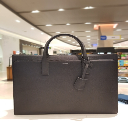 헤지스 블랙 로고배색 소가죽 서류가방_HJBA5E650BK