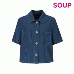 스위트숲 SOUP 포켓 반팔 크롭 재킷_K SA5JK31ch