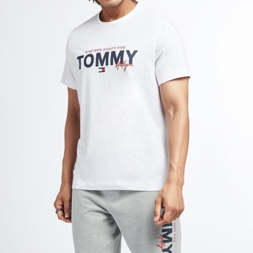 타미힐피거 로고 그래픽 남녀공용 반팔 티셔츠 09T4509화이트, XL