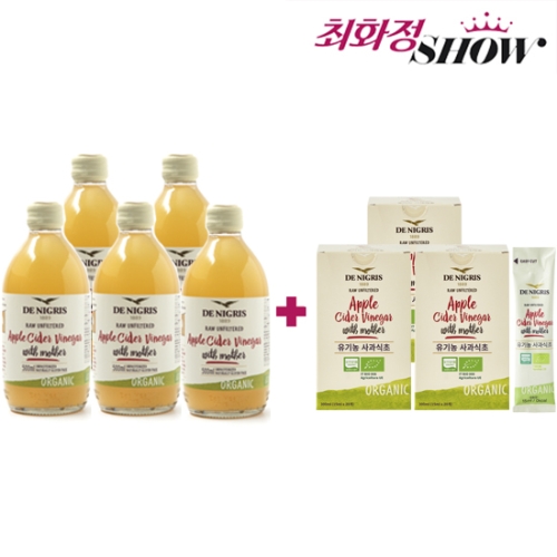 데니그리스 유기농 사과식초 500ml 5개+스틱 3개