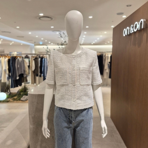 온앤온 라운드넥 트위드 반팔 자켓 NJW5MJ498