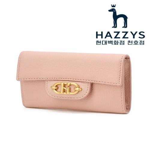 헤지스 H CLIP 핑크 로고장식 소가죽 카드지갑_HIHO5E082P2