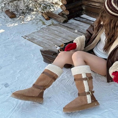 벨라도이 BELLA.DOI 천연가죽 버클 양털 여성 롱 부츠 28397870